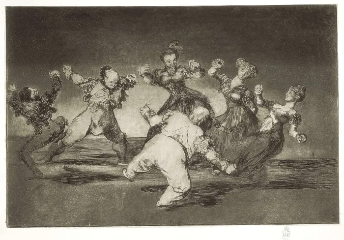 Framed Print : GOYA Y LUCIENTES, Francisco de (1746-1828). Proverbs. Happy fantasy. 1815-1824. Plate 12 of 'Proverbs', etching, aquatint and drypoint. Engraving. SPAIN. Madrid