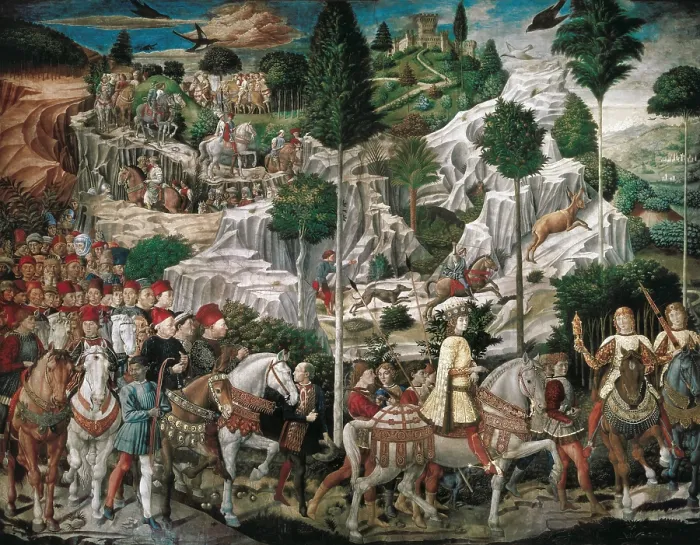 Framed Print : Gozzoli, Benozzo di Lese, called Benozzo (1420-1497). Procession of the Youngest King. 1459-1460. ITALY. Florence. Medici Riccardi Palace