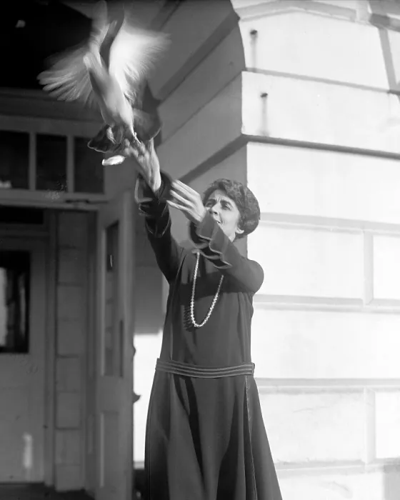 Framed Print : Grace Coolidge (1879-1957), First Lady 1923-1929; original caption: Mrs. Coolidge with Pigeon, December 8, 1923 Framed Print : Grace Coolidge (1879-1957), First Lady 1923-1929; original caption: Mrs. Coolidge with Pigeon, December 8, 1923