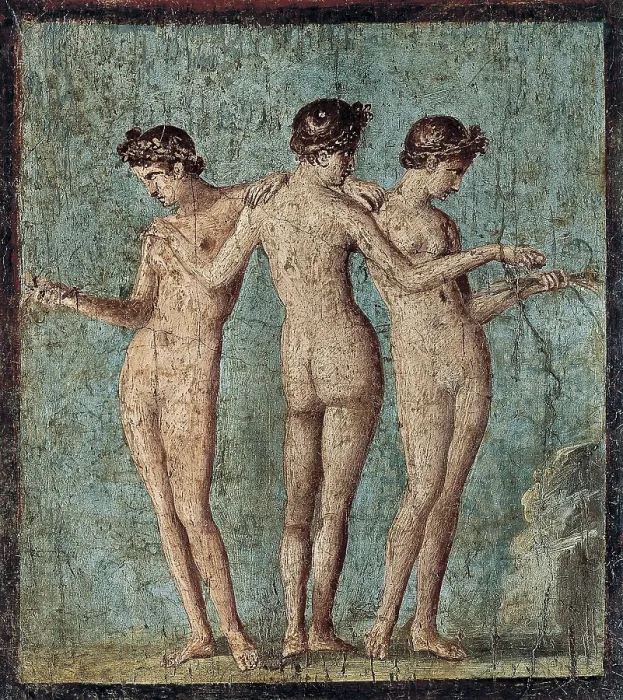 Framed Print : The Three Graces. 1st c. Roman art. Early Empire. Fresco. ITALY. Naples. National Museum of Archaeology. Proc: ITALY. Pompeii. AISA / Everett Collection**US SALES ONLY** Framed Print : The Three Graces. 1st c. Roman art. Early Empire. Fresco. ITALY. Naples. National Museum of Archaeology. Proc: ITALY. Pompeii. AISA / Everett Collection**US SALES ONLY**