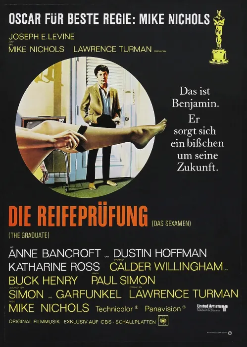 Framed Print : THE GRADUATE, (DIE REIFEPRUFUNG), German poster, Dustin Hoffman, 1967