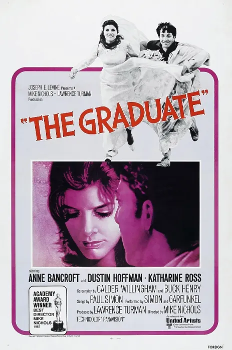 Framed Print : THE GRADUATE, US poster, from left: Katharine Ross, Dustin Hoffman, 1967 Framed Print : THE GRADUATE, US poster, from left: Katharine Ross, Dustin Hoffman, 1967