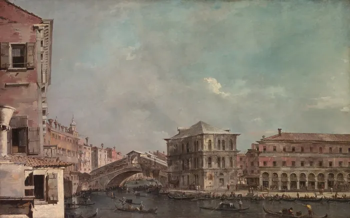 Framed Print : THE GRAND CANAL ABOVE THE RIALTO, by Francesco Guardi, 1763-68, Italian painting, oil on canvas