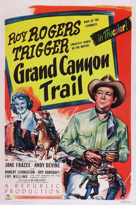 Framed Print : GRAND CANYON TRAIL, US poster art, from left: Jane Frazee, Roy Rogers, 1948