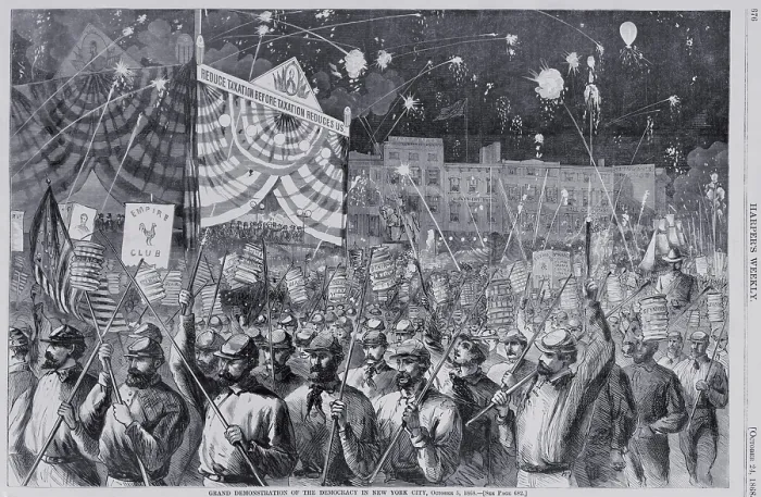 Framed Print : Grand demonstration of the democracy in New York City, October 5, 1868