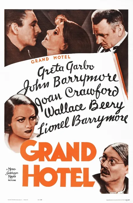 Framed Print : GRAND HOTEL, US poster, top from left: John Barrymore, Greta Garbo, Wallace Beery, Joan Crawford (center), Lionel Barrymore (bottom), 1932