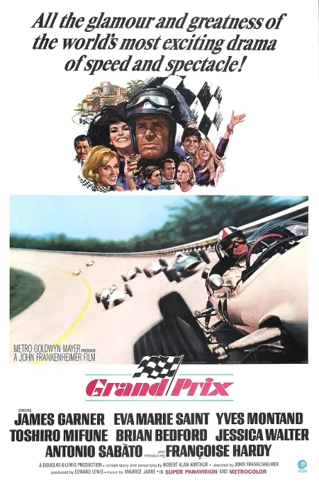 Framed Print : GRAND PRIX, James Garner, Eva Marie Saint, Poster art, 1966 Framed Print : GRAND PRIX, James Garner, Eva Marie Saint, Poster art, 1966
