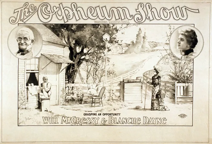 Framed Print : GRASPING AN OPPORTUNITY, 1900. Martin Beck's Orpheum theaters presented vaudeville troupes who traveled by train across the country Framed Print : GRASPING AN OPPORTUNITY, 1900. Martin Beck's Orpheum theaters presented vaudeville troupes who traveled by train across the country