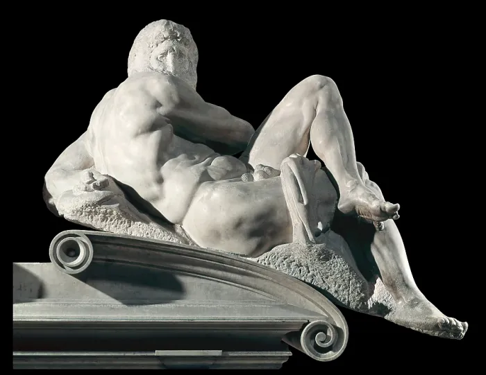 Framed Print : Grave of Giuliano de Medici, by Michelangelo Buonarroti, 1520 - 1534, 16th Century, marble - Italy, Tuscany, Florence, Saint Lawrence Cathedral. Detail. The day, male nude Framed Print : Grave of Giuliano de Medici, by Michelangelo Buonarroti, 1520 - 1534, 16th Century, marble - Italy, Tuscany, Florence, Saint Lawrence Cathedral. Detail. The day, male nude