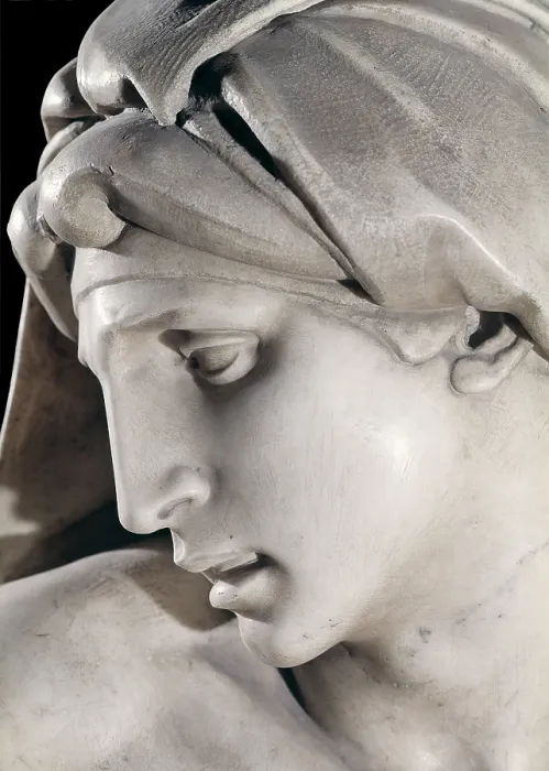 Framed Print : Grave of Giuliano de Medici, by Michelangelo Buonarroti, 1520 - 1534, 16th Century, marble - Italy, Tuscany, Florence, Saint Lawrence Cathedral. Detail. The face of Dawn