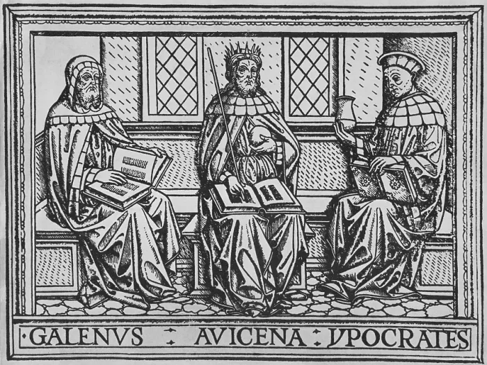 Framed Print : The three great ancient teachers of medicine: Galen (Roman), Avicenna (Persian), and Hippocrates (Greek). Woodcut from an early 15th century Latin language medical book Framed Print : The three great ancient teachers of medicine: Galen (Roman), Avicenna (Persian), and Hippocrates (Greek). Woodcut from an early 15th century Latin language medical book