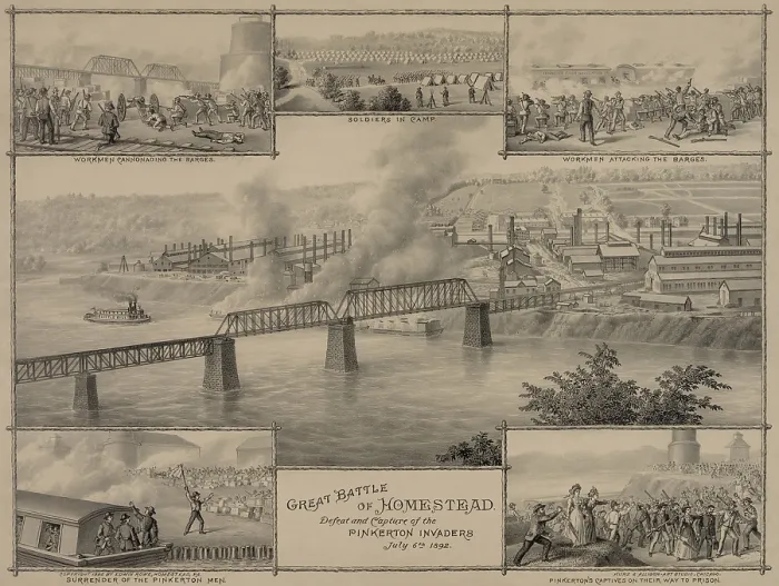 Framed Print : Great Battle of Homestead, The Defeat and Capture of the Pinkerton Invaders Framed Print : Great Battle of Homestead, The Defeat and Capture of the Pinkerton Invaders