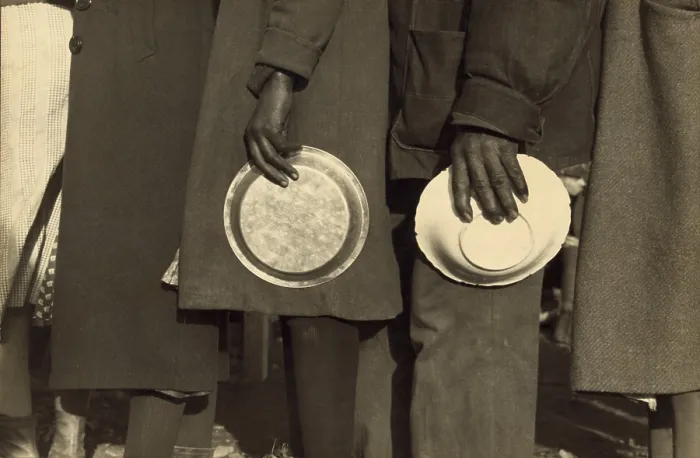 Framed Print : The Great Depression. African Americans in the lineup for food in the camp for flood refugees, Forrest City, Arkansas. Walker Evans photo, 1937