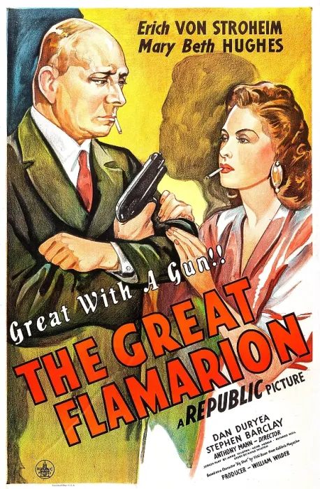 Framed Print : THE GREAT FLAMARION, US poster, from left: Erich von Stroheim, Mary Beth Hughes, 1945 Framed Print : THE GREAT FLAMARION, US poster, from left: Erich von Stroheim, Mary Beth Hughes, 1945