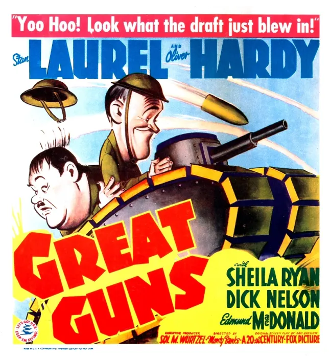 Framed Print : GREAT GUNS, US poster, from left: Oliver Hardy, Stan Laurel, 1941. TM and copyright 20th Century Fox Film Corp. All rights reserved / courtesy Everett Collection