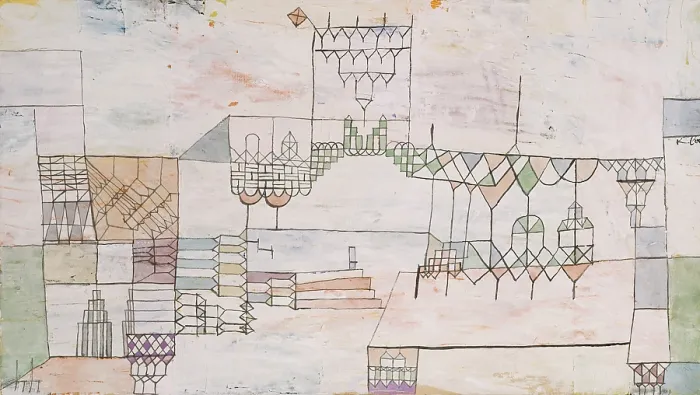 Framed Print : GREAT HALL FOR SINGERS, by Paul Klee, 1930, Swiss drawing, watercolor and gouache on paper