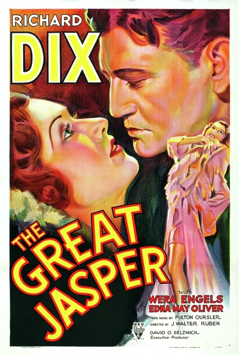 Framed Print : THE GREAT JASPER, l-r: Wera Engels, Richard Dix on poster art, 1933