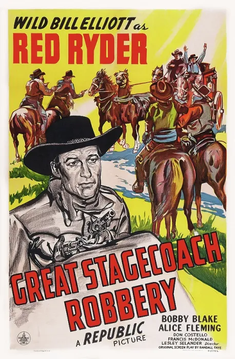 Framed Print : GREAT STAGECOACH ROBBERY, US poster art, Bill Elliott, 1945 Framed Print : GREAT STAGECOACH ROBBERY, US poster art, Bill Elliott, 1945