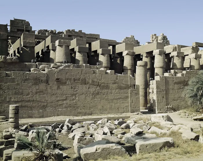 Framed Print : Great Temple of Amon-Re. 16th-4th c. BC. EGYPT. Karnak. Thebes. Temple of Amon - Ra. North wall of the colonnade (view from the outside) Framed Print : Great Temple of Amon-Re. 16th-4th c. BC. EGYPT. Karnak. Thebes. Temple of Amon - Ra. North wall of the colonnade (view from the outside)