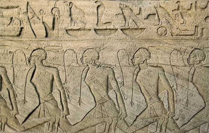 Framed Print : Great Temple of Rameses II. EGYPT. Abu Simbel. Great Temple of Rameses II. Entrance reliefs depicting the military victories of Ramses II. Prisoners. Egyptian art. New Kingdom