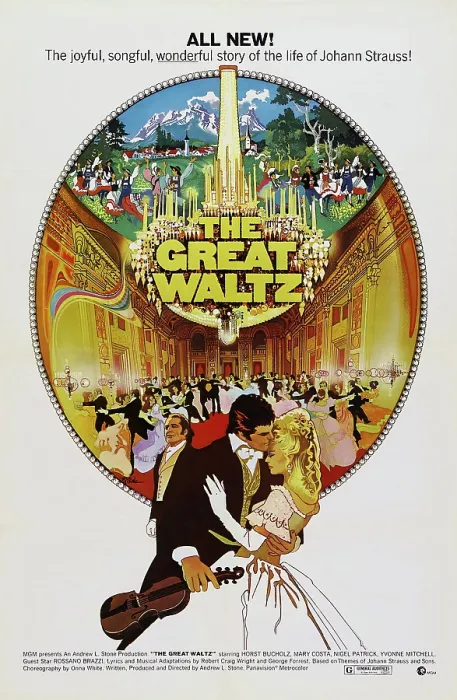 Framed Print : THE GREAT WALTZ, US poster, front from left: Horst Buchholz, Mary Costa, 1972 Framed Print : THE GREAT WALTZ, US poster, front from left: Horst Buchholz, Mary Costa, 1972