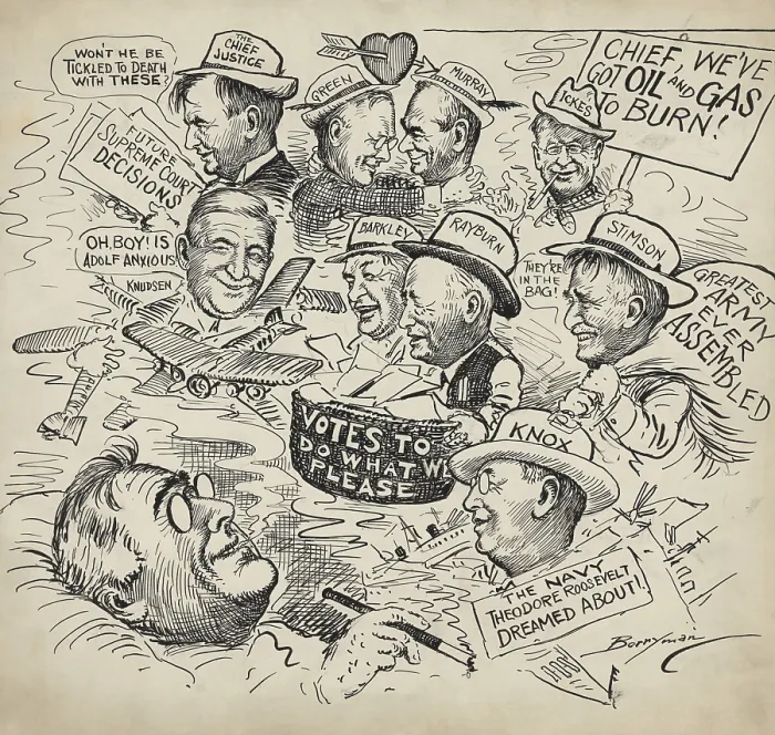 Framed Print : Great White Father's Day Dream, by Clifford Berryman. Father's Day cartoon shows President Roosevelt dreaming that he has received his dearest wishes