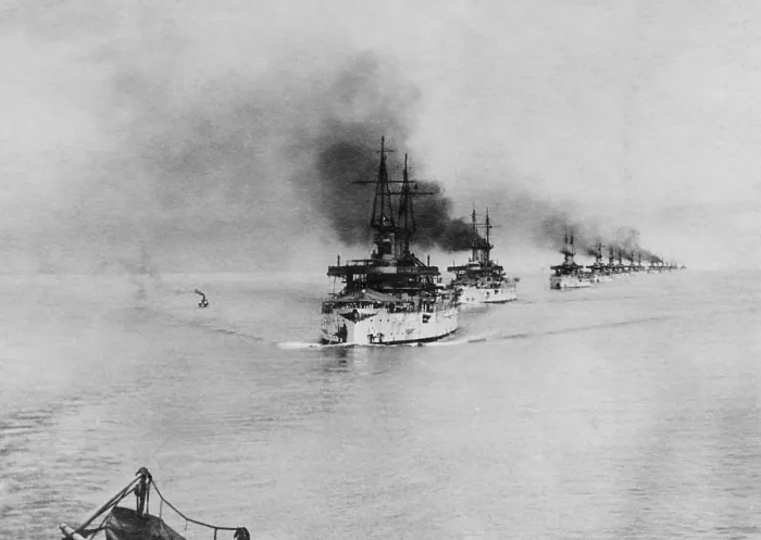 Framed Print : The Great White Fleet leaving San Francisco, California, en route to Honolulu, July 7, 1908 (BSLOC_2017_2_85) Framed Print : The Great White Fleet leaving San Francisco, California, en route to Honolulu, July 7, 1908 (BSLOC_2017_2_85)