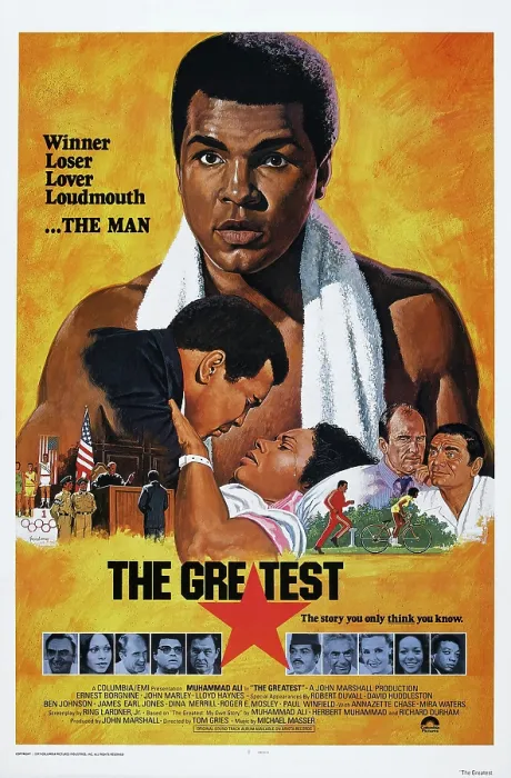 Framed Print : THE GREATEST, US poster, Muhammad Ali, bottom from left: Ernest Borgnine, Annazette Chase, Robert Duvall, James Earl Jones, Ben Johnson, Lloyd Haines, John Marley, Dina Merrill