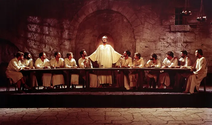Framed Print : GREATEST STORY EVER TOLD, David McCallum (left), Max Von Sydow (center), 1965, Last Supper