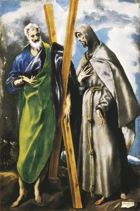 Framed Print : Greco, Domenikos Theotokopoulos, called El (1541-1614). Saint Andrew and Saint Francis. 1590 - 1600. Mannerism art. Oil on canvas. SPAIN. Madrid. Prado Museum