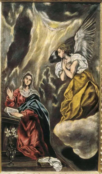 Framed Print : Greco, Domnikos Theotokpoulos, called El (1541-1614). The Annunciation. 1604. Mannerism art. Oil on canvas. SPAIN. Toledo. Holy Cross Museum