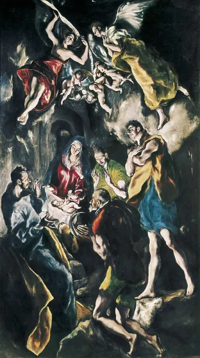Framed Print : Greco, Domnikos Theotokpoulos, called El (1541-1614). The Adoration of the Shepherds. 1603 - 1605. Mannerism art. Oil on canvas. SPAIN. Madrid. Prado Museum