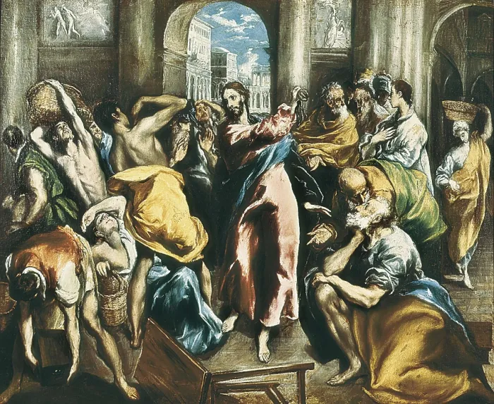 Framed Print : Greco, Domnikos Theotokpoulos, called El (1541-1614). Christ driving the Traders from the Temple. ca. 1600