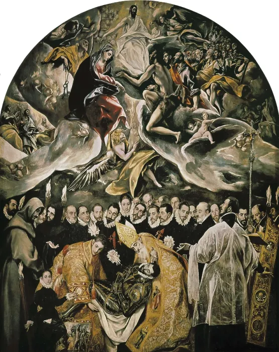 Framed Print : Greco, Domnikos Theotokpoulos, called El (1541-1614). The Burial of Count Orgaz. 1586-1588. SPAIN. Toledo. Saint Tome Church. Lower detail. Mannerism art. Oil on canvas
