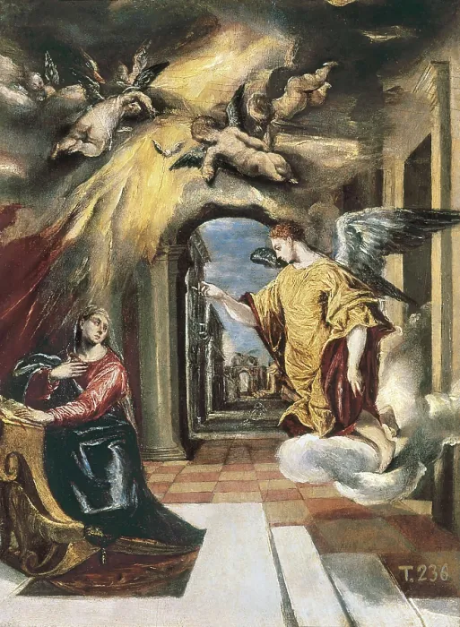 Framed Print : Greco, Domnikos Theotokpoulos, called El (1541-1614). The Annunciation. 1570 - 1580. Mannerism art. Oil on canvas. SPAIN. Madrid. Prado Museum Framed Print : Greco, Domnikos Theotokpoulos, called El (1541-1614). The Annunciation. 1570 - 1580. Mannerism art. Oil on canvas. SPAIN. Madrid. Prado Museum