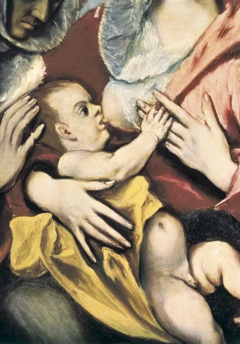 Framed Print : GrecoDomnikos Theotokpouloscalled El (1541-1614). Holy Family with Saint Anne. ca. 1597. SPAIN. Toledo. Hospital de Tavera. Detail. The Child Jesus. Mannerism art. Oil on canvas