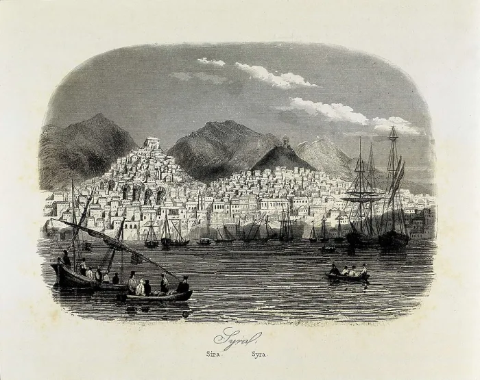 Framed Print : Greece (1863). Island of Syros. Illustration from 'General History of Missions'. Etching. AISA / Everett Collection**US SALES ONLY**