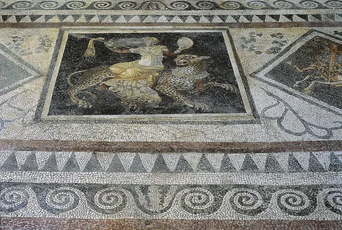 Framed Print : GREECE. Delos. House of the Masks. House of the Masks (2nd c. BC). Mosaic. Hellenistic art. Mosaic. AISA / Everett Collection**US SALES ONLY**