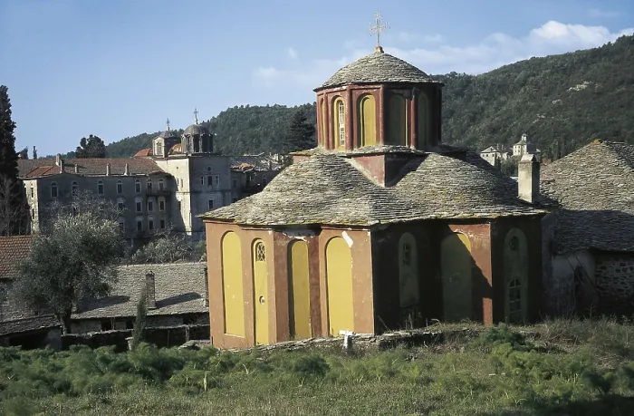 Framed Print : GREECE. HAGION OROS. Mount Athos. Holy Monastery of Zographou (10th c.). Little church. Byzantine art. Architecture. AISA / Everett Collection**US SALES ONLY** Framed Print : GREECE. HAGION OROS. Mount Athos. Holy Monastery of Zographou (10th c.). Little church. Byzantine art. Architecture. AISA / Everett Collection**US SALES ONLY**