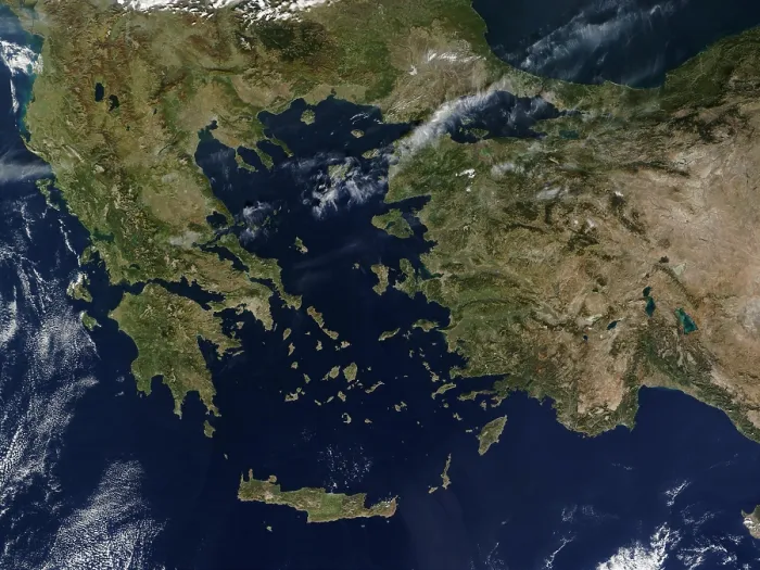 Framed Print : GREECE. Images of Greece and Turkey taken by NASA's Terra satellite in 2003 Framed Print : GREECE. Images of Greece and Turkey taken by NASA's Terra satellite in 2003