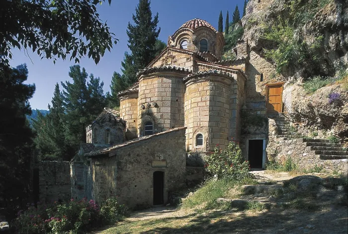Framed Print : GREECE. PELOPONNESE. LACONIA. Mistra. Peribleptos Monastery. Church of the Peribleptos, built in the first half of the 14th c. Late Byzantine art
