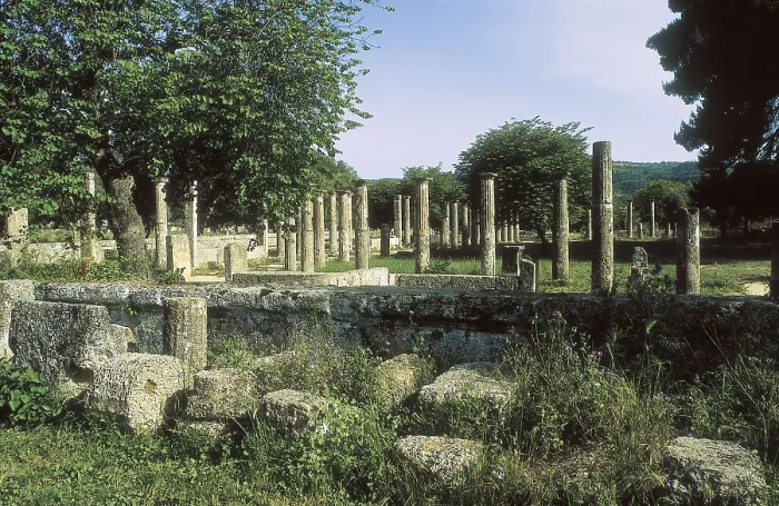 Framed Print : GREECE. WESTERN GREECE. ELIS. Olympia. Remains of the columns of the palestra or gymnasium (3rd c. BC). Hellenistic art. AISA / Everett Collection**US SALES ONLY**