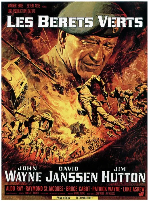 Framed Print : THE GREEN BERETS (aka LES BERETS VERTS), John Wayne featured on German poster art, 1968