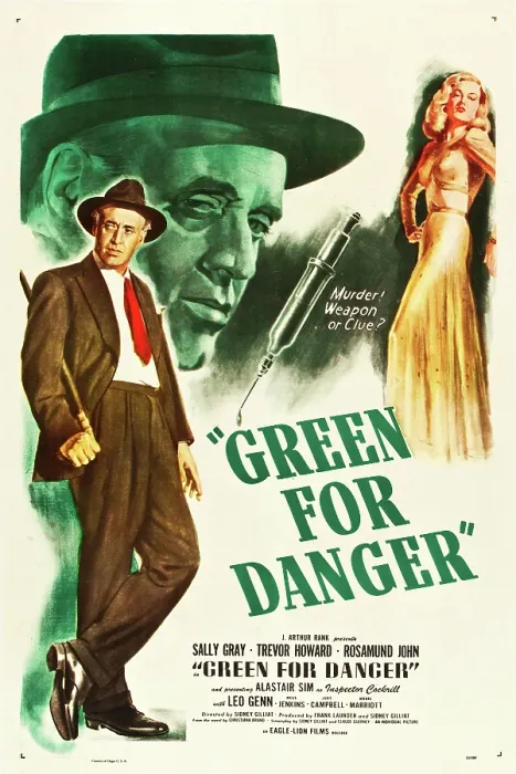 Framed Print : GREEN FOR DANGER, l-r: Alastair Sim, Sally Gray on US poster art, 1946 Framed Print : GREEN FOR DANGER, l-r: Alastair Sim, Sally Gray on US poster art, 1946