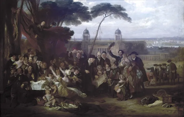 Framed Print : The Greenwich Pensoners, by John Burnet, 19th Century, oil on canvas - Great Britain, London, Wellington Museum. Whole artwork view