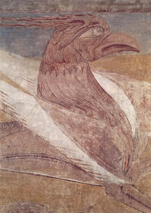 Framed Print : Griffin. ca. 1210. Detail. It comes from a room situated in the Treasure Tower of the monastery. Fresco. SPAIN. Barcelona. National Art Museum of Catalonia