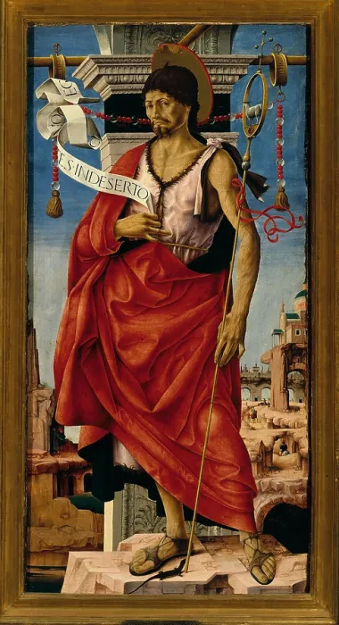 Framed Print : Griffoni Polyptych St John the Baptist, by Francesco Del Cossa, 1470 - 1473 about, 15th Century, tempera and oil on panel, cm 112 x 55 - Italy, Lombardy, Milan, Brera Art Gallery Framed Print : Griffoni Polyptych St John the Baptist, by Francesco Del Cossa, 1470 - 1473 about, 15th Century, tempera and oil on panel, cm 112 x 55 - Italy, Lombardy, Milan, Brera Art Gallery