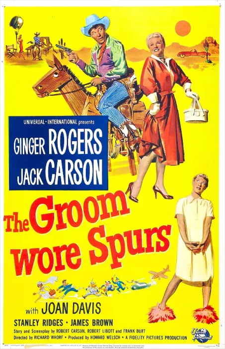 Framed Print : THE GROOM WORE SPURS, US poster, from top: Jack Carson, Ginger Rogers, Joan Davis, 1951