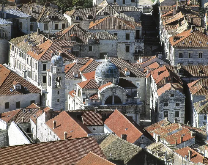 Framed Print : GROPELLI, Marino (18th c.). Church of Saint Blaise. 1705-1716. CROATIA. DUBROVNIK. Dubrovnik. Old town and church of San Blas. Baroque art