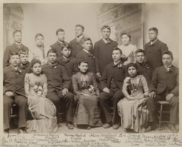 Framed Print : A group photo of the Carlisle Indian Industrial Schools graduating class of 1890